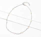 Honora Sterling Silver Oval Cultured White Pearl & Forzatina Necklace 18"